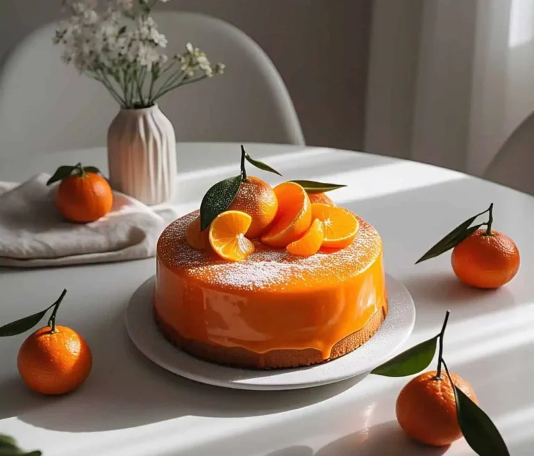 A freshly baked Citrus Orange Mandarin Cake with a light glaze