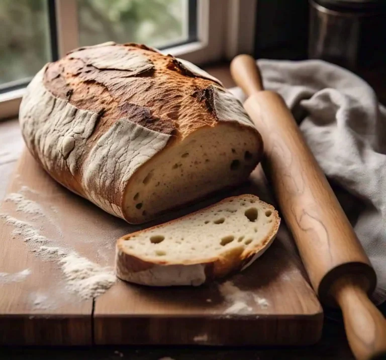 Freshly baked homemade bread on a wooden table
