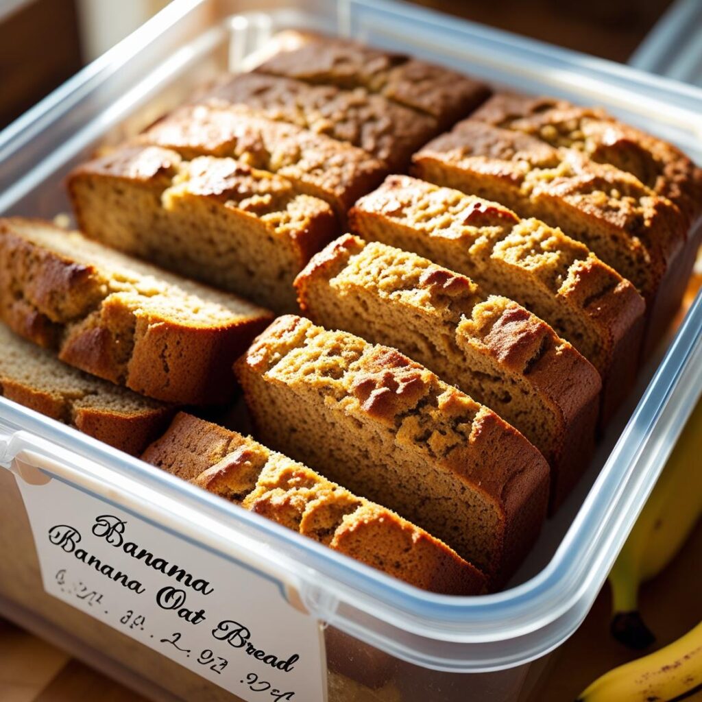 Storing banana oat bread in containers