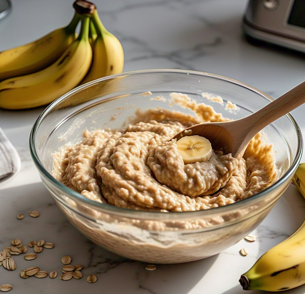 Banana oat bread batter with oats