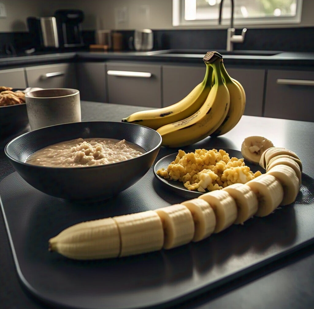 Banana oat bread ingredients ripe bananas and oats